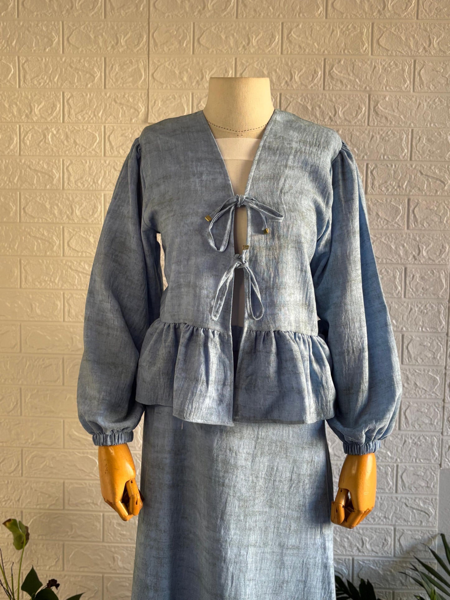 Bağlamalı Etekli Keten Takım